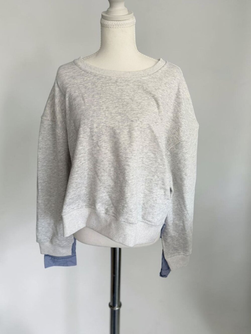 ELAN Poplin Sweatshirt Gray Blue Top Size Large NEW NWT